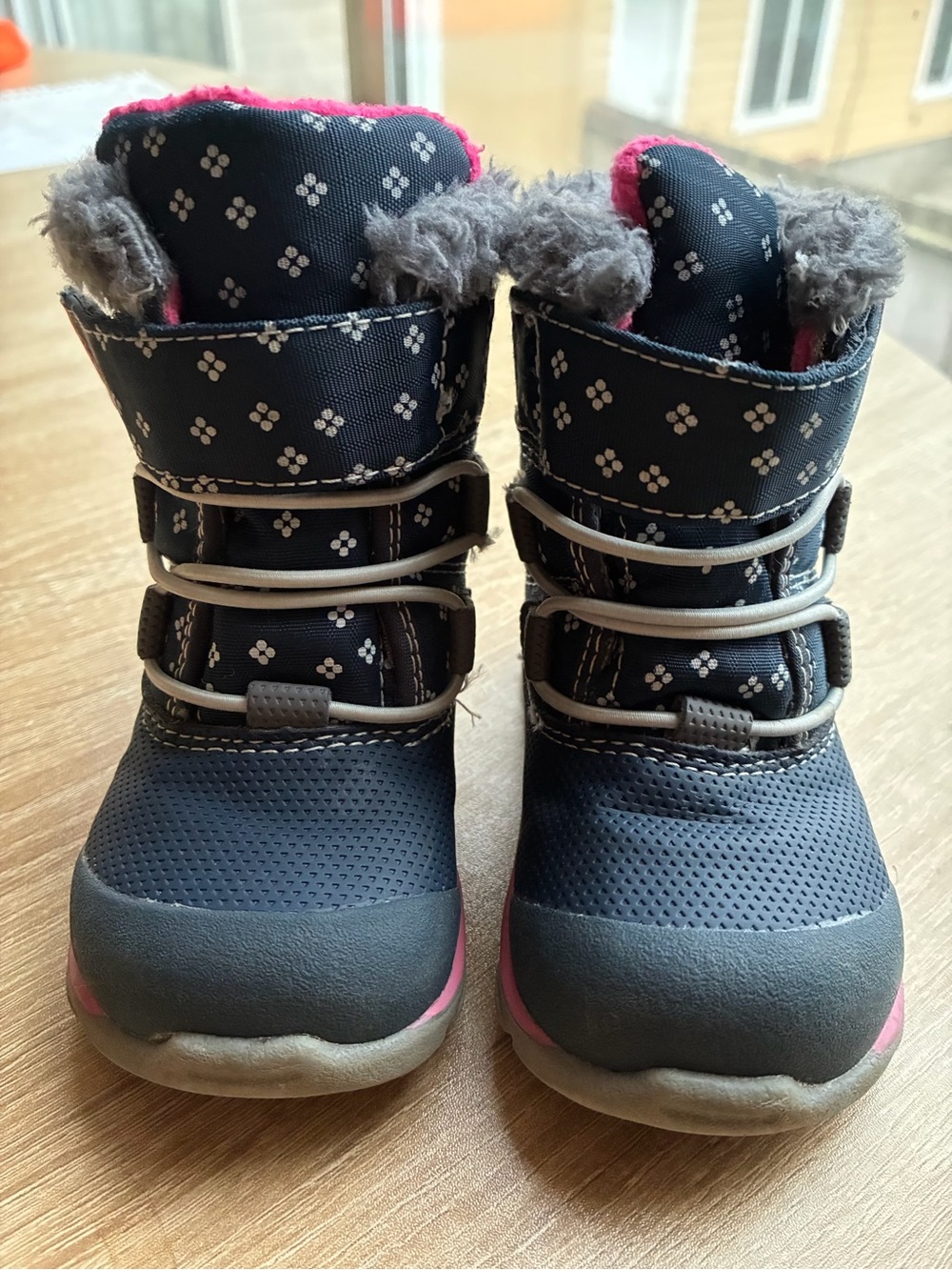 Kids Winter Boots See Kai Run Size 5 Toddler - Navy Blue with Pink Trim